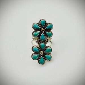 GINA DOSEDO ZUNI TURQUOISE FLOWER CLUSTER RING SZ 7.5